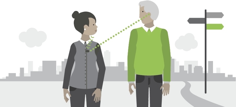 Illu PartnerMic man wife walking city