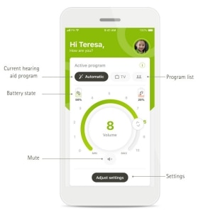 Pantalla de myPhonak Jr. app