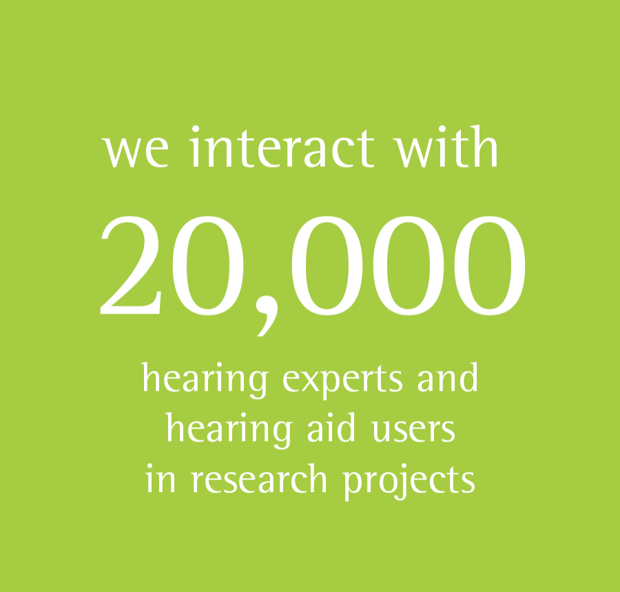 we interact with 20 000 hearing experts and hearing aid users in research projects